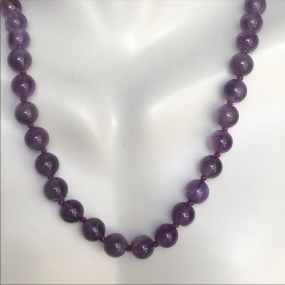 14k Natural Amethyst Beaded Necklace - Picture 4 of 7